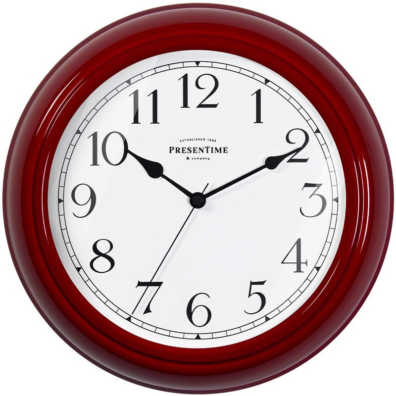 Presentime & Co Chic Home Collection 10" Molly Clock, Silent No Ticking, Red Color. Modern Decorative Wall Clock for Kitchen, Kid's Room, Bathroom, Bedroom, and Office - Image 2